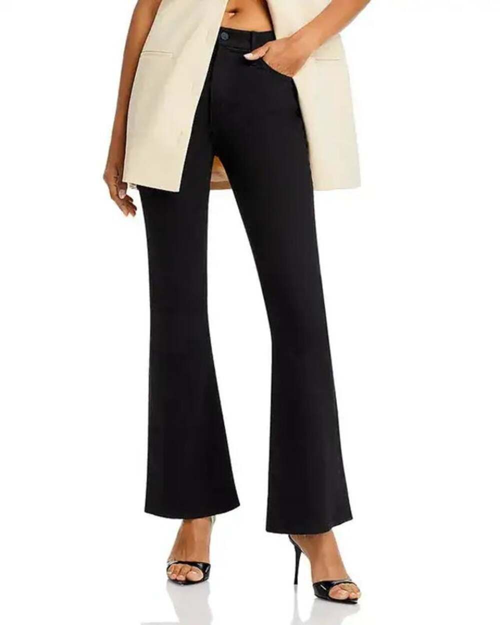 Mother Women Pitch Black Stretch The Weekender High Rise Flare Jeans Size 29